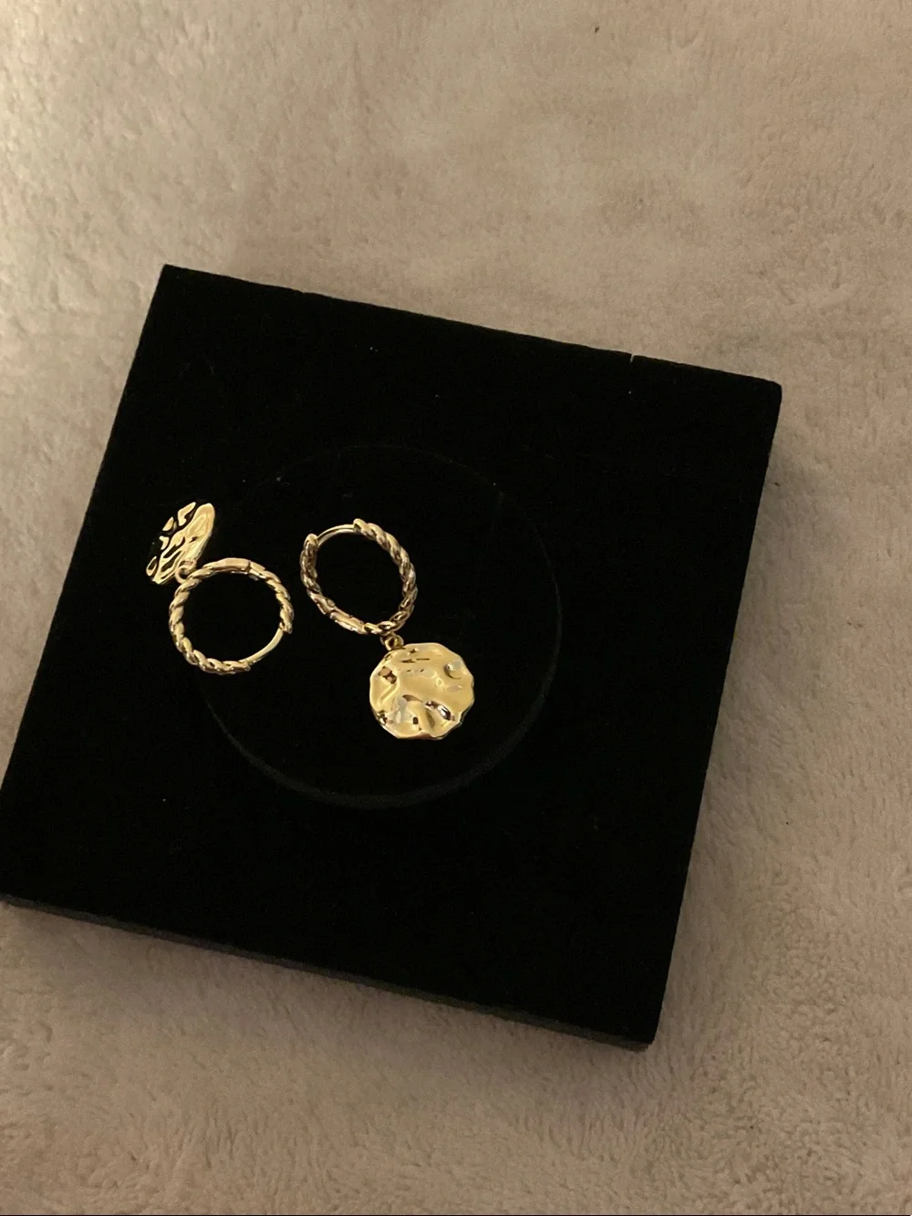 Hammered Gold Disc Drop Earrings - Women Jewelry